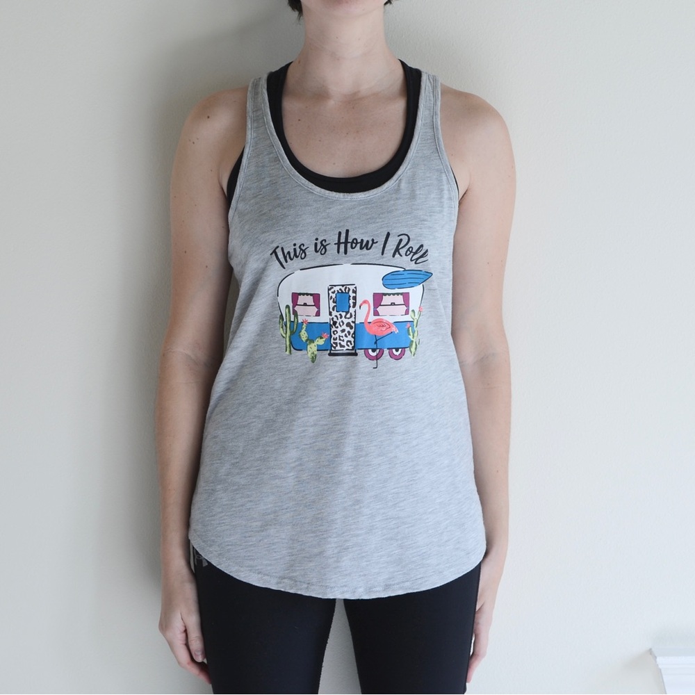 This is How I Roll Camper Sleep Tank Top Gray Secret Treasures S